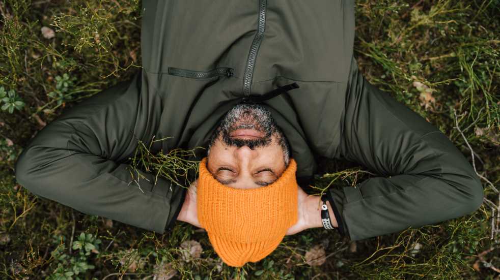 Man forest bathing